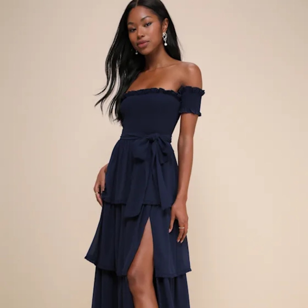 Lulus navy off the shoulder dress